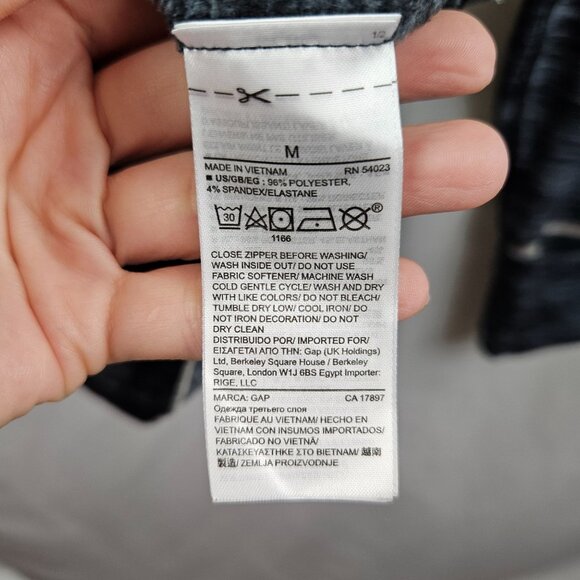 GAP Fit Orbit Fleece Hooded Sweatshirt High Neck Dark Gray Size M Reflective - Picture 4 of 4